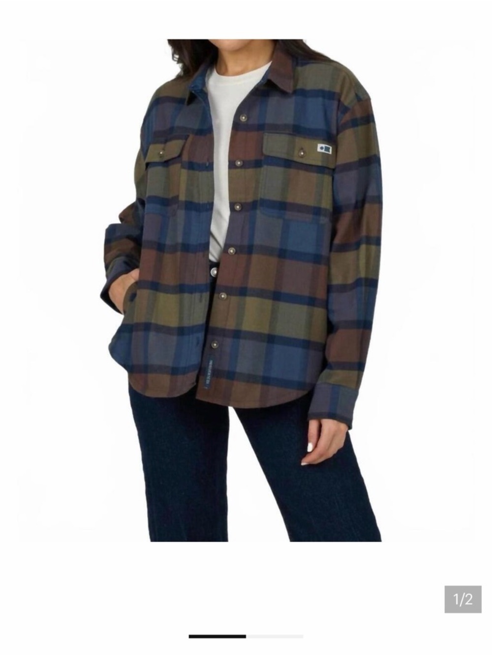 Salty Crew Plaid Button-Down Shirt in Blue, Brown, Olive